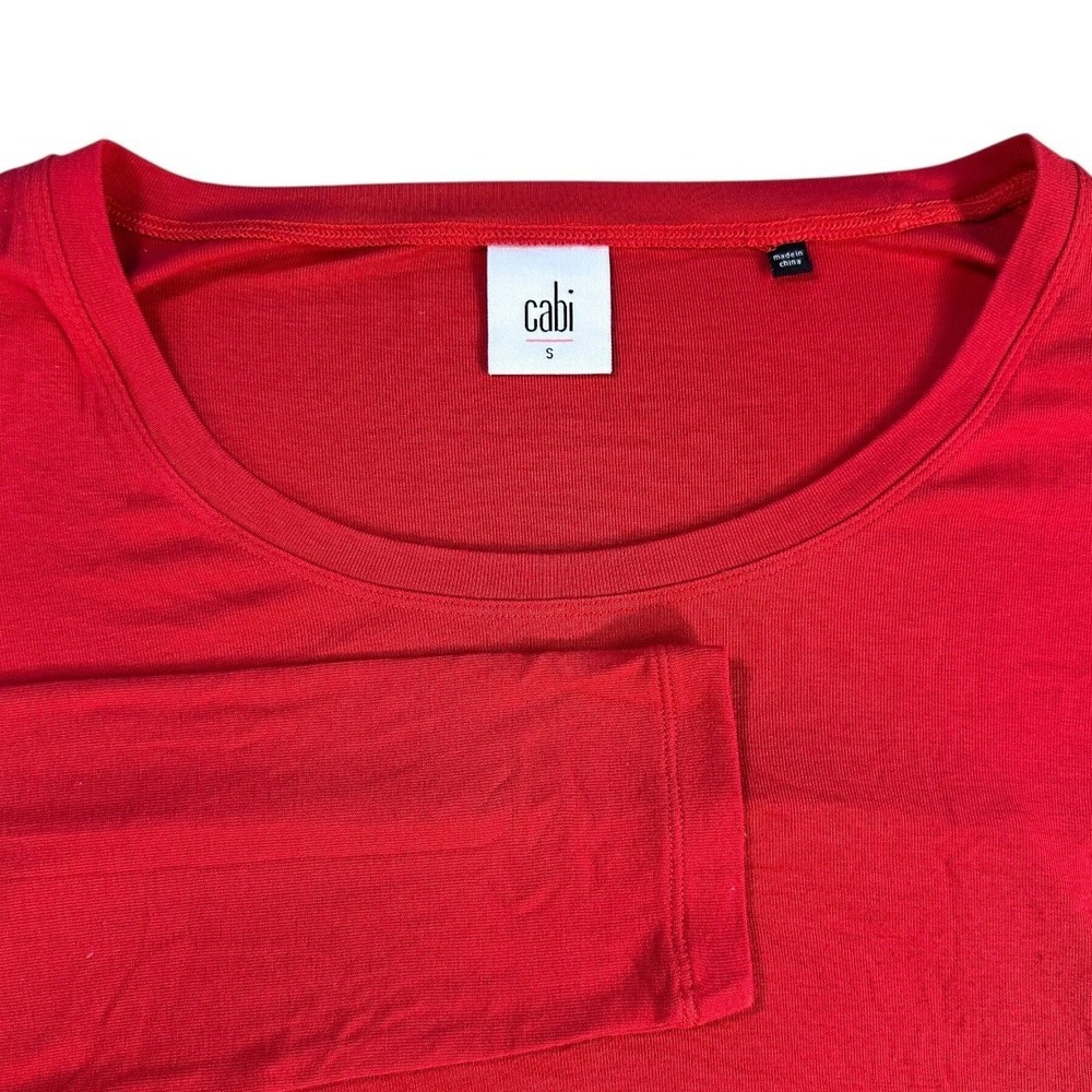 Cabi Red Long Sleeve Scoop Neck Top Style 3409 Womens Small Rayon Blend Stretch